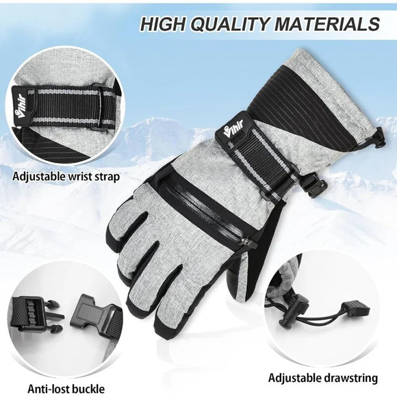 3M Thinsulate Ski Gloves Waterproof Gloves for  Men Cold Winter Weather Thermal - Picture 3 of 6